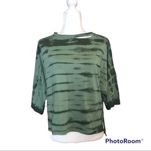 Frayed Jeans Green Tie Dye Harlow Distressed Short Sleeve T-Shirt Sz S